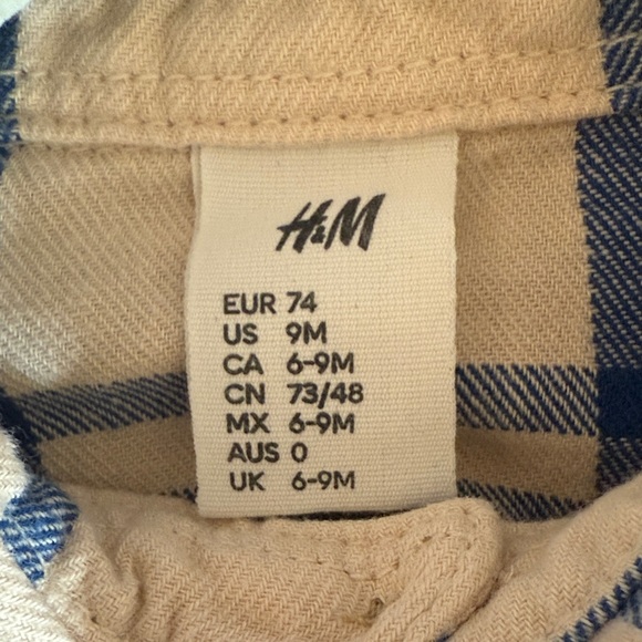 H&M Kids Button Down Shirt in Beige and Blue - Picture 2 of 3